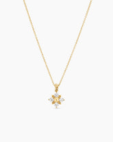 Petite Modern Renaissance® Pyramid Pendant Necklace in 18K Yellow Gold with Diamonds, 10.9mm